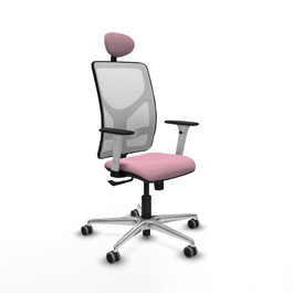 PIQUERAS Y CRESPO Silla de oficina Motilla Rosa y Blanco con mecanismo Sincro