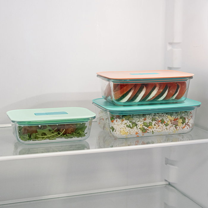 Fiambrera Hermética Luminarc Joy Azul Vidrio 1,5 L (6 Unidades)