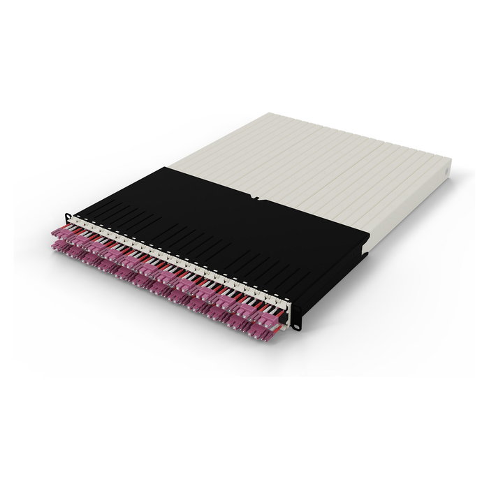 PATCHBOX patchbox.one Kabeleinzugssystem 30RU/OM4 (1,8 m) con 24 Kassetten, LWL OM4 LC-SC Multimodo, 100 Gbit/s, Cable Erikaviolett LSZH