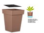 Ibergarden Maceta Cuadrada Marrón con Reserva de Agua 37x37x51 cm Capacidad 28L Plástico (Set de 6)