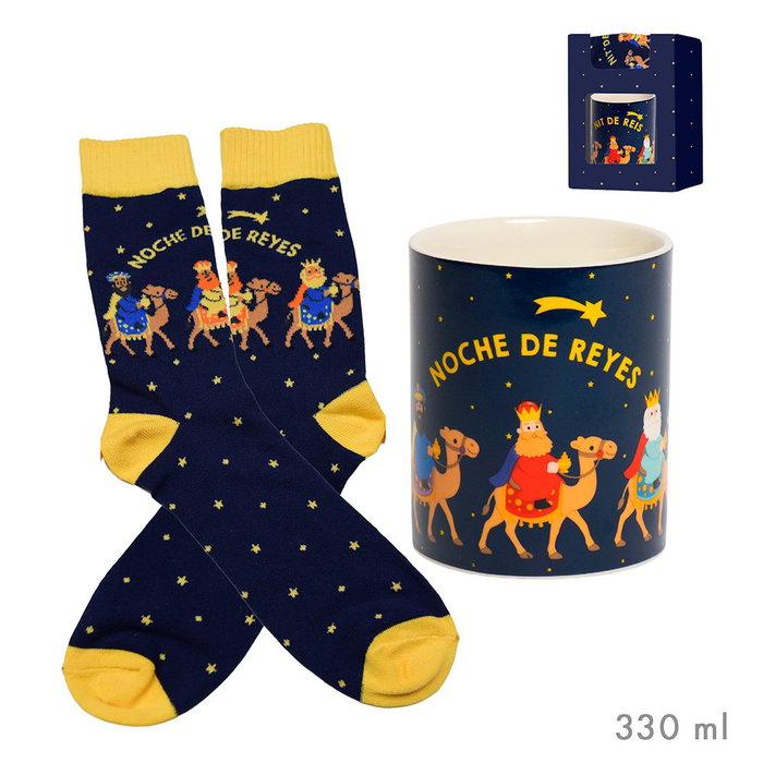Funny Xmas Taza con calcetines modelo Reyes Magos en caja de regalo Funny Xmas Taza con calcetines modelo Reyes Magos en caja de regalo
