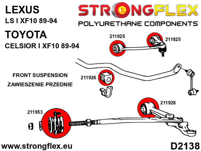 StrongFlex 211953B Silentblock Brazo Delantero para Alta Flexibilidad y Resistencia a Carga y Desgarro StrongFlex 211953B Silentblock Brazo Delantero para Alta Flexibilidad y Resistencia a Carga y Desgarro