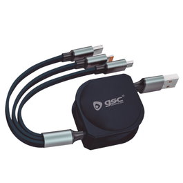 GSC Evolution Cable cargador retráctil 3 en 1 (USB Tipo C, Lightning y Micro USB Tipo C)