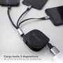 GSC Evolution Cable cargador retráctil 3 en 1 (USB Tipo C, Lightning y Micro USB Tipo C)