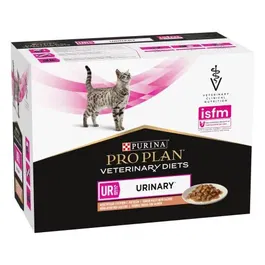 Purina Pro Plan Veterinary Diets Feline UR Urinary Salmon - Alimento Húmedo para Gato, Dieta Clínica para FLUTD, 10 Sobres de 85g