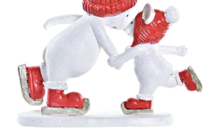 DKD Home Decor Figura de Ratón Blanco y Rojo en Resina