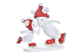 DKD Home Decor Figura de Ratón Blanco y Rojo en Resina