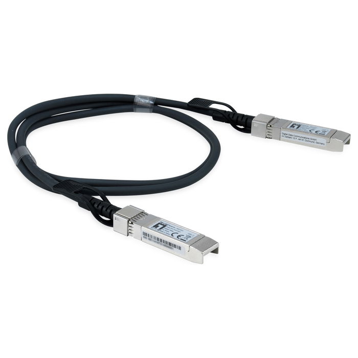 LevelOne DAC-0102 Cable SFP+ DAC Direct Attach Copper para red de 10 GbE, 2 metros, Negro