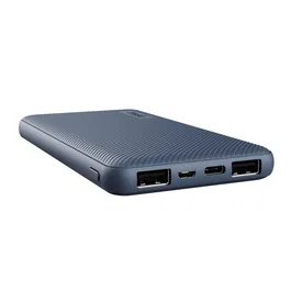Trust Powerbank Primo ECO 25028 Batería Externa 10000 mAh Ultrafina Azul - 1 USB-C (15W) + 2 USB-A (12W) - Carga Rápida - Materiales Reciclados