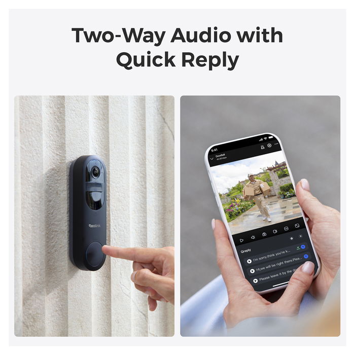 Reolink Timbre Inteligente D340B con Cámara 4MP, Ángulo 180°, Wi-Fi, Visión Nocturna y Tarjeta MicroSD de 64GB Incluida