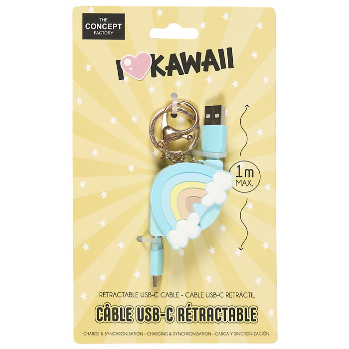 The Concept Factory Cable Retráctil USB- USB Tipo C Kawaii Hasta 1 Metro