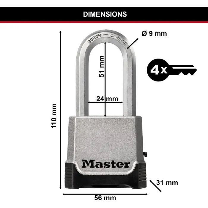 Master Lock Candado de combinación M176EURDLH - 56 mm - Zinc