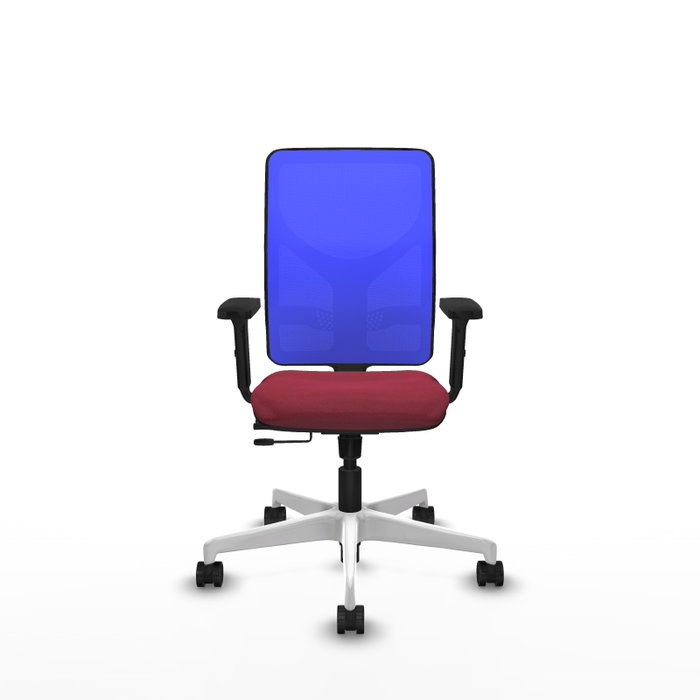 PIQUERAS Y CRESPO Silla de oficina Motilla con mecanismo Sincro/Traslack, Tela Granate y Malla Azul