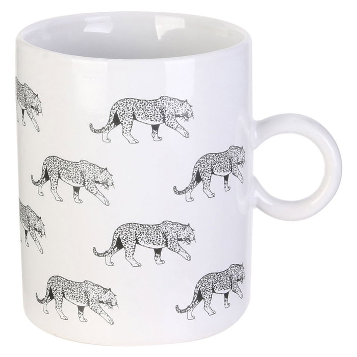 Home Deco Factory Mug XL Natural Wild 400 ml Cerámica Hojas Tigres Home Deco Factory Mug XL Natural Wild 400 ml Cerámica Hojas Tigres