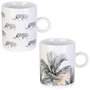 Home Deco Factory Mug XL Natural Wild 400 ml Cerámica Hojas Tigres