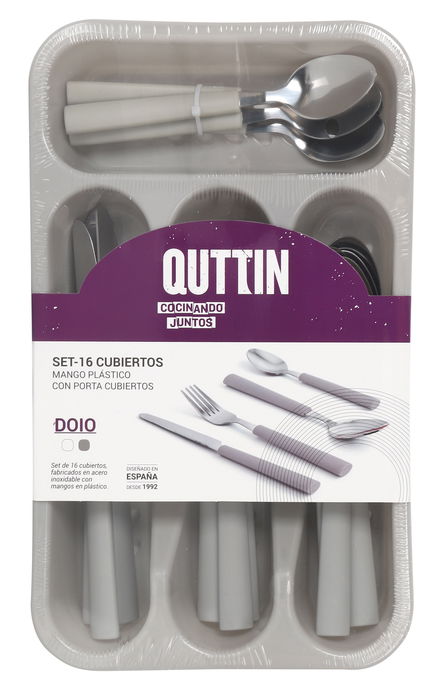 Inde Set 17 Piezas Cubiertos Mango Plástico Band.Qt "Doio" (6 Cajas)