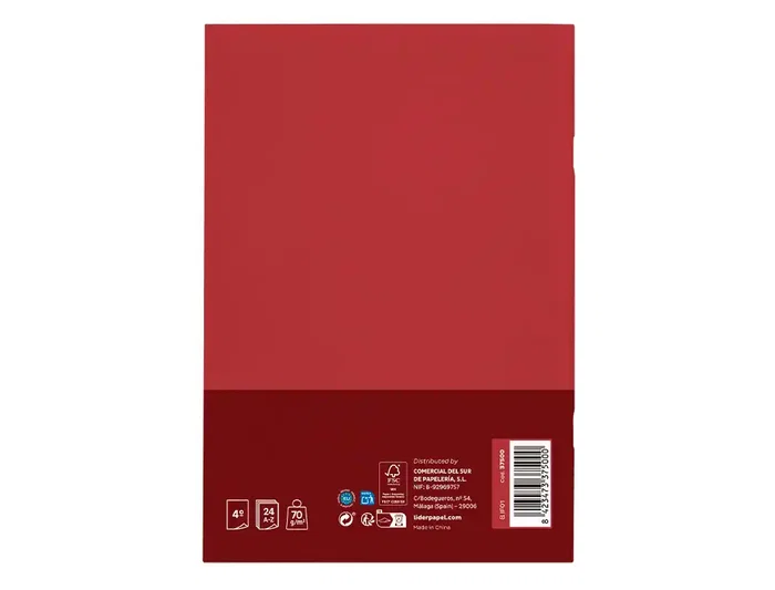 Liderpapel Índice Tapa Cartoncillo Cuarto 24 Hojas 70g/m2 Colores Surtidos