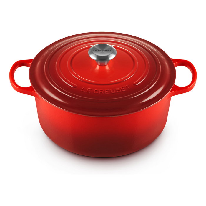 Le Creuset Signature Bräter - Cacerola de Hierro Fundido Esmaltado 28 cm (6,7 L) Color Rojo Kirschrot - Apto para Inducción, Horno y Lavavajillas