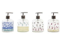 DKD Home Decor Dosificador de Cristal y ABS 350ml Surtido de 4 unidades