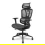 Silla de oficina Pro537 con mecanismo Sincro/Traslack tapizada con Malla color Negro. Equipada con lumbar Fijo, Brazos 3D, Cabecero 2D y Ruedas de nailon 50 mm