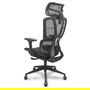Silla de oficina Pro537 con mecanismo Sincro/Traslack tapizada con Malla color Negro. Equipada con lumbar Fijo, Brazos 3D, Cabecero 2D y Ruedas de nailon 50 mm