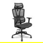 Silla de oficina Pro537 con mecanismo Sincro/Traslack tapizada con Malla color Negro. Equipada con lumbar Fijo, Brazos 3D, Cabecero 2D y Ruedas de nailon 50 mm