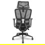 Silla de oficina Pro537 con mecanismo Sincro/Traslack tapizada con Malla color Negro. Equipada con lumbar Fijo, Brazos 3D, Cabecero 2D y Ruedas de nailon 50 mm
