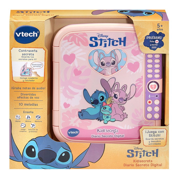 V-TECH Diario Secreto De Ángel 80-586257 - Diario Personalizable para Niños +5 Años con Código Secreto y Voz Real Disney