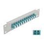 DeLOCK Panel de conexión de fibra óptica 12 puertos LC Duplex aguamarina 10 pulgadas 1U gris
