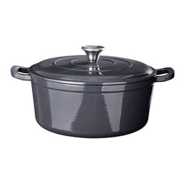 Siaki Cacerola de Hierro Fundido Esmaltado Gris Ø28 cm x 12 cm, apta para todo tipo de fuegos y horno