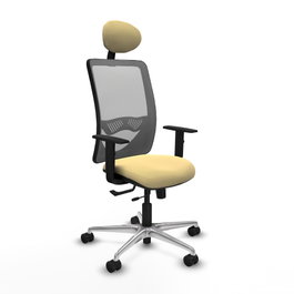 PIQUERAS Y CRESPO Silla de oficina Zulema con mecanismo Sincro/Traslack, Crema y Gris