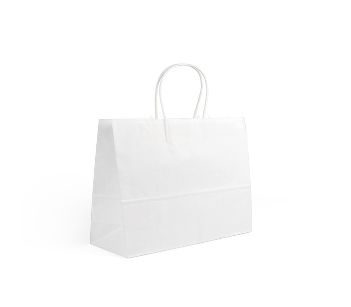 Algon Set de 3 Bolsas de Papel Blancas 32 cm x 20 cm x 26 cm (24 Unidades)