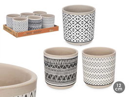 Ibergarden Maceta Color Cemento Cerámica 13.5x14x13.5 cm Surtido Azul (Set de 12)