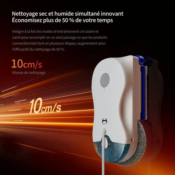 HUTT Robot limpiacristales W10 - 10 cm/s - Depósito 80 ml - 65 dB - Blanco - HUT6971820280313