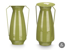 Giftdecor Jarron Conico 41 cm Verde Metal Hierro 41 x 25.5 x 18.5 cm (Set de 4)