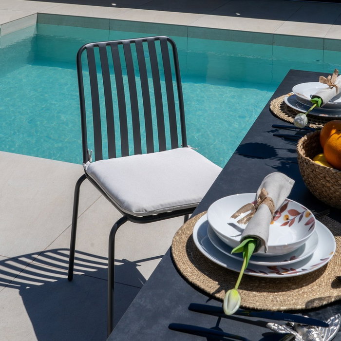 Silla Apilable Antracita Acero Exterior 52 X 57 X 87 cm (Set de 2)