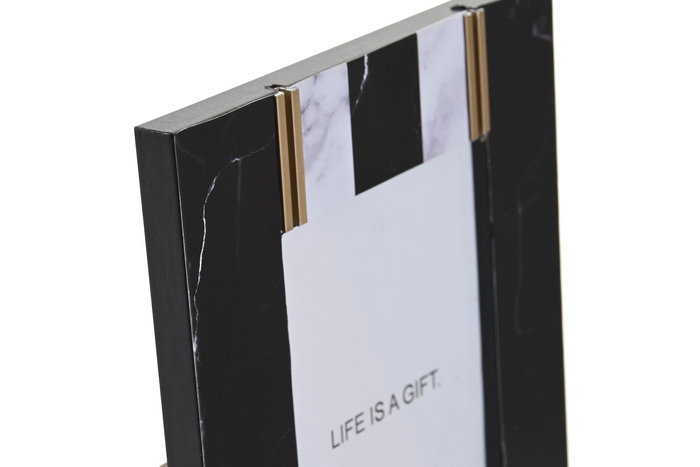 DKD Home Decor Marco de Fotos 10x15 Moderno Bicolor Dorado MDF Metal 20.8x15.8 cm