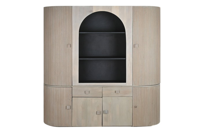DKD Home Decor Vitrina Sixties Gris Negro 177 x 40 x 180 cm con 6 Puertas y 8 Estanterías DKD Home Decor Vitrina Sixties Gris Negro 177 x 40 x 180 cm con 6 Puertas y 8 Estanterías