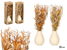 Giftdecor Florero Bola Pequeño Cerámica Vegetal Natural Ocre 10x26x10cm (Set de 18)