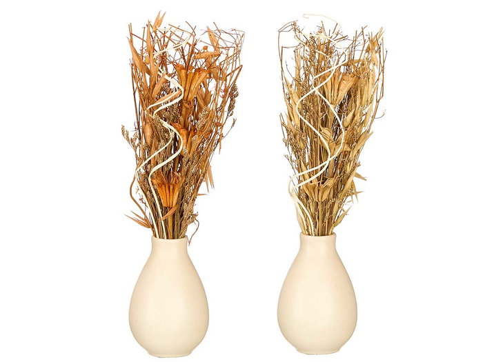 Giftdecor Florero Bola Pequeño Cerámica Vegetal Natural Ocre 10x26x10cm (Set de 18)