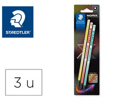 Staedtler Lápices de Grafito Noris HB Blister de 3 Unidades Colores Surtidos Certificado PEFC