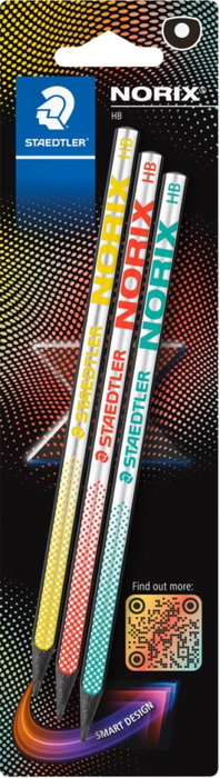 Staedtler Norix Lápices de Grafito HB, Colores Surtidos, Pack de 3 unidades