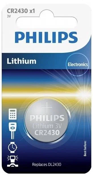 Philips Pila de botón de litio CR2430 3V Philips Pila de botón de litio CR2430 3V