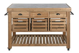 DKD Home Decor Isla Cocina Cottage Natural Negro Abeto Piedra sinterizada 75 x 96 x 142 cm