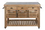 DKD Home Decor Isla Cocina Cottage Natural Negro Abeto Piedra sinterizada 75 x 96 x 142 cm