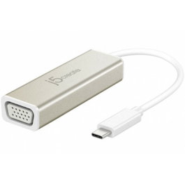 J5 Create JCA111 Adaptador Gráfico USB Tipo C a VGA Blanco/Aluminio, 1920 x 1080 px