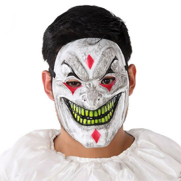 Atosa Máscara Payaso Blanca con Detalles Tenebrosos 21.5x16 cm