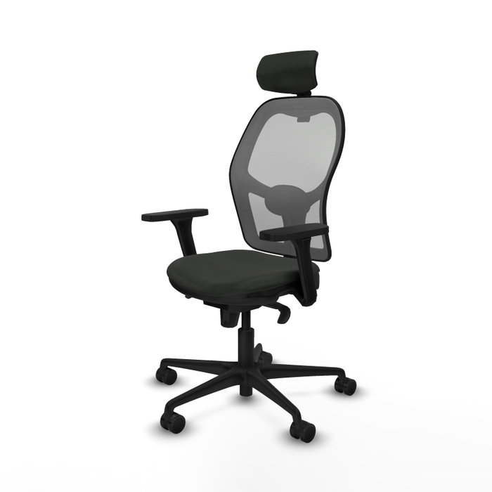 PIQUERAS Y CRESPO Silla de oficina Jorquera con mecanismo Sincro, tela negra y malla gris PIQUERAS Y CRESPO Silla de oficina Jorquera con mecanismo Sincro, tela negra y malla gris