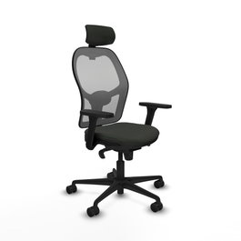 PIQUERAS Y CRESPO Silla de oficina Jorquera con mecanismo Sincro, tela negra y malla gris