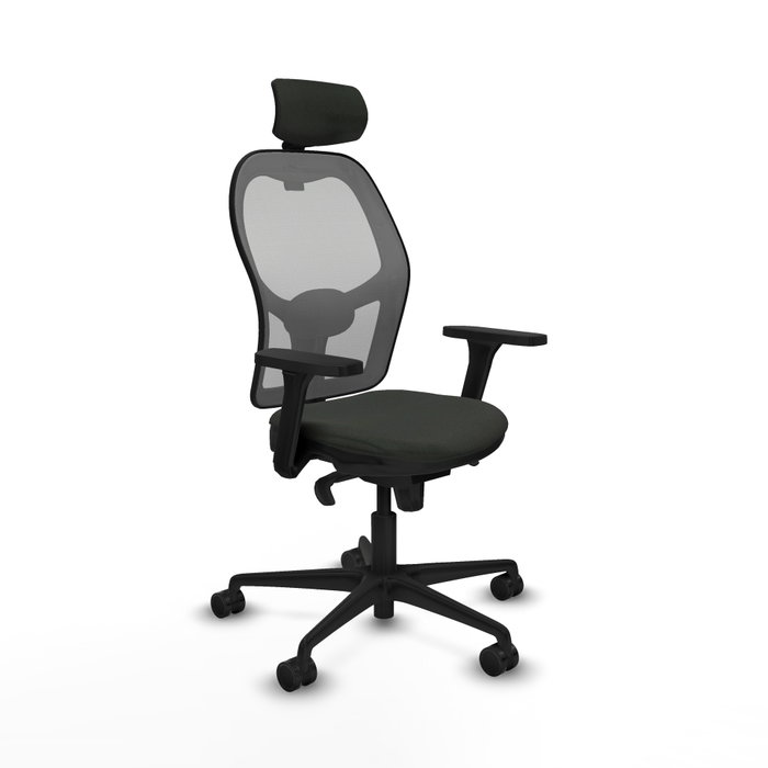 PIQUERAS Y CRESPO Silla de oficina Jorquera con mecanismo Sincro, tela negra y malla gris PIQUERAS Y CRESPO Silla de oficina Jorquera con mecanismo Sincro, tela negra y malla gris